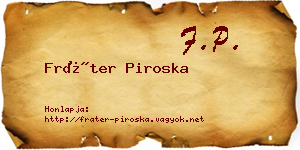 Fráter Piroska névjegykártya
